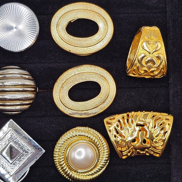 Vintage Costume Jewelry Accessory Scarf Clip Slide Bundle 9 Goldtone Silvertone - Picture 7 of 10